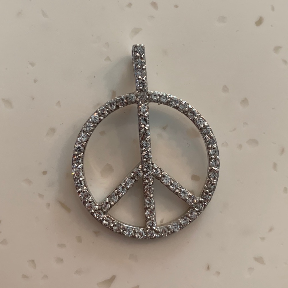 Peace Sign Rhinestone Pendant